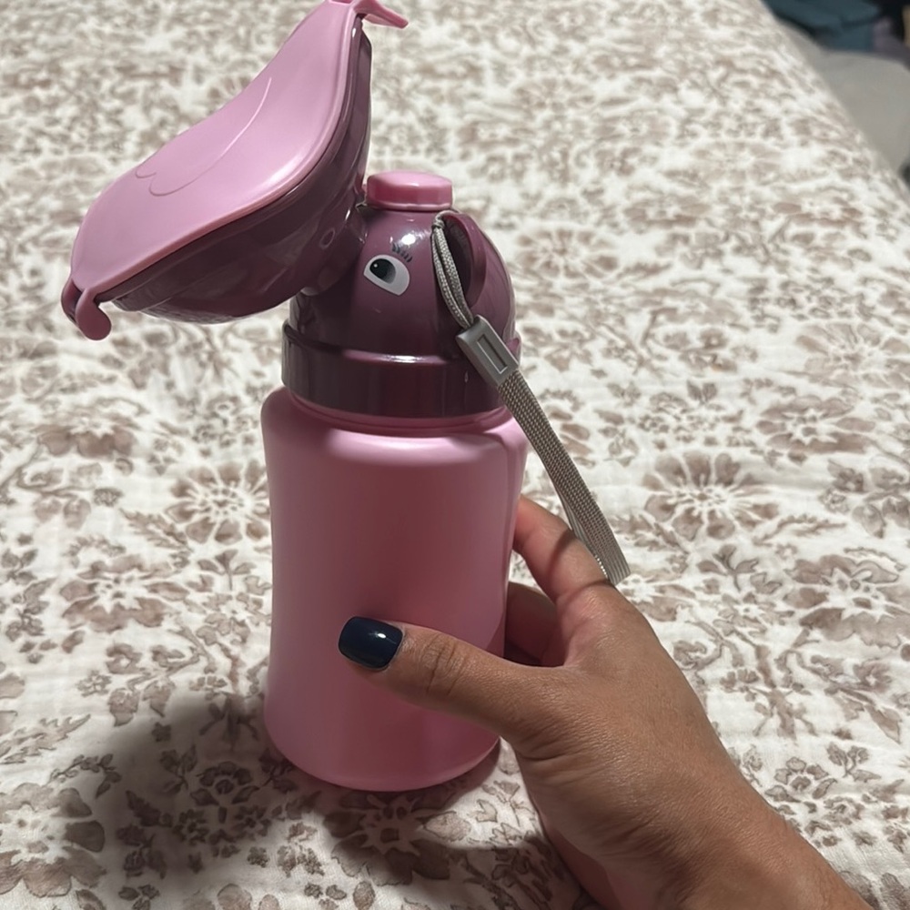 Pink kids travel porta potty Bottle with Strap